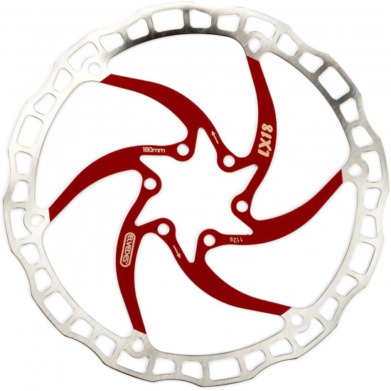 Elvedes - One Piece Rotor LX18 6-hole stainless steel 180mm red
