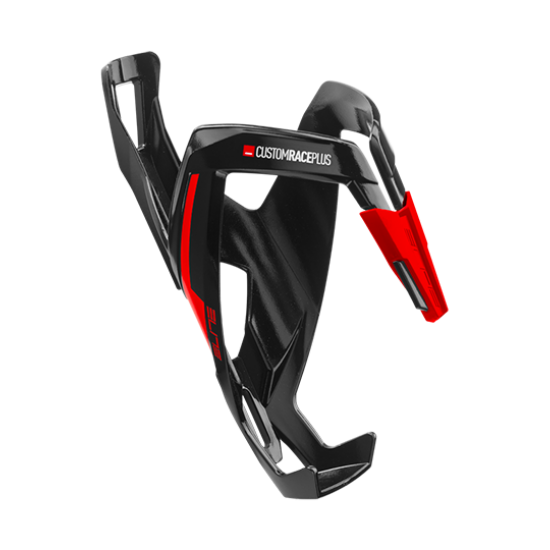 ELITE - Custom Race Plus Bottle Cage - BLACK GLOSSY, RED GRAPHIC