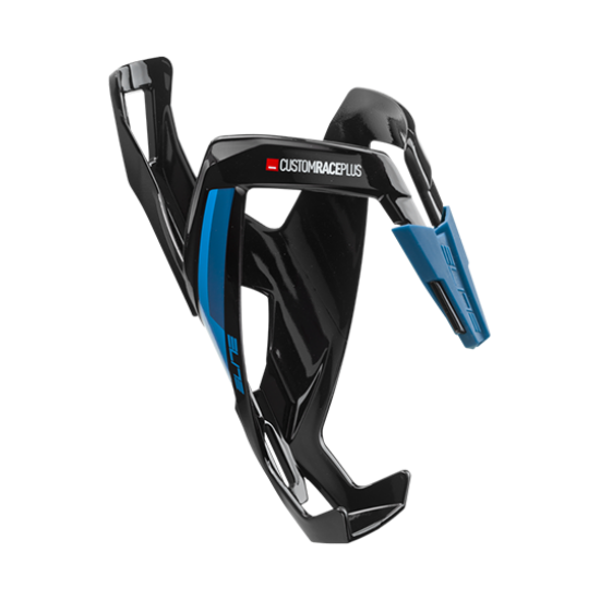 ELITE - Custom Race Plus Bottle Cage - BLACK GLOSSY, BLUE GRAPHIC