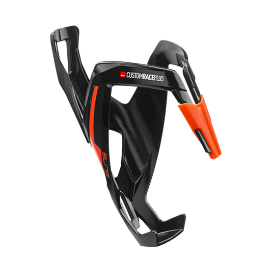 ELITE - Custom Race Plus Bottle Cage - BLACK GLOSSY, ORANGE GRAPHIC