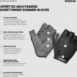 GRIPGRAB - Expert RC Max Padded Short Finger Summer Gloves, Size: M, Color: Black