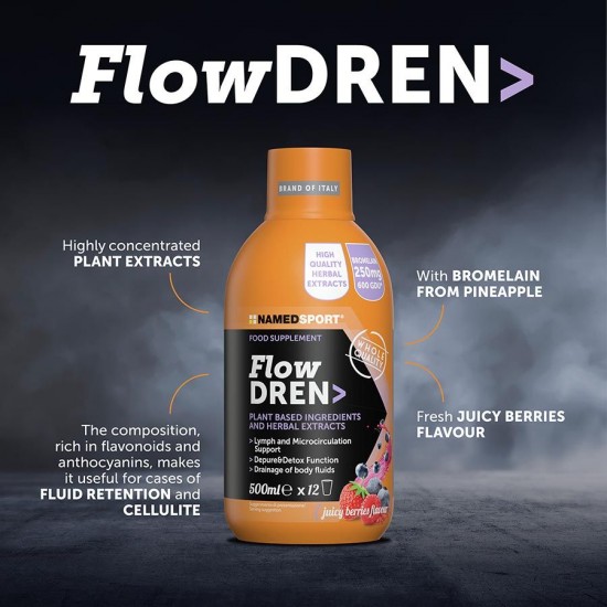 NAMEDSPORT - FLOW DREN - JUICY BERRIES FLAVOUR - 500ml