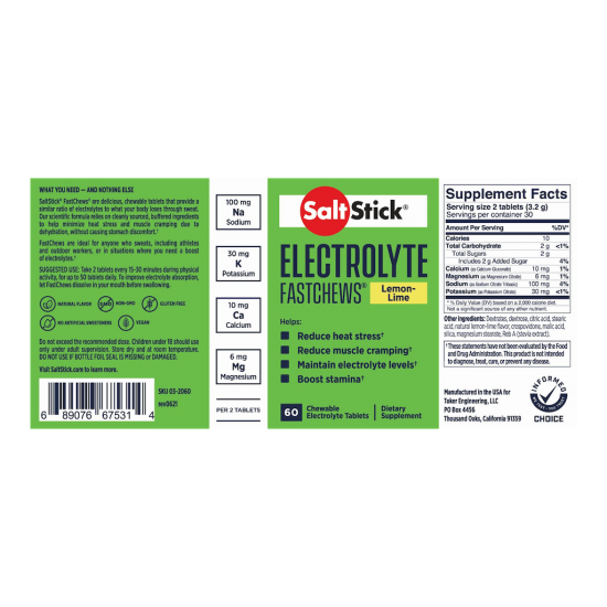 Saltstick - Fastchews  Lemon Lime 10pcs