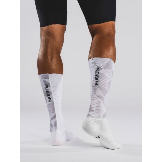 FUSION - Tempo! Aero Sock, Color: White/Grey